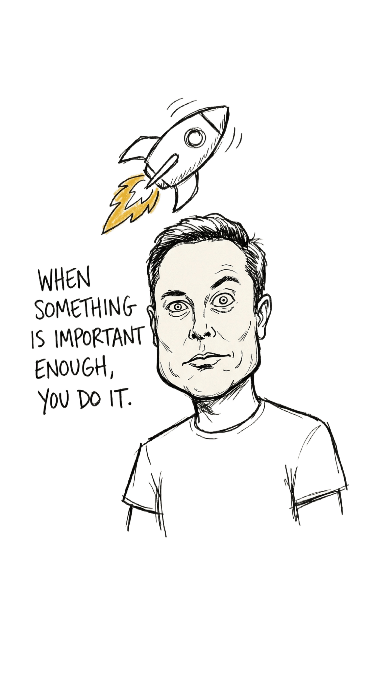Editorial illustration evoking Elon Musk's writing voice