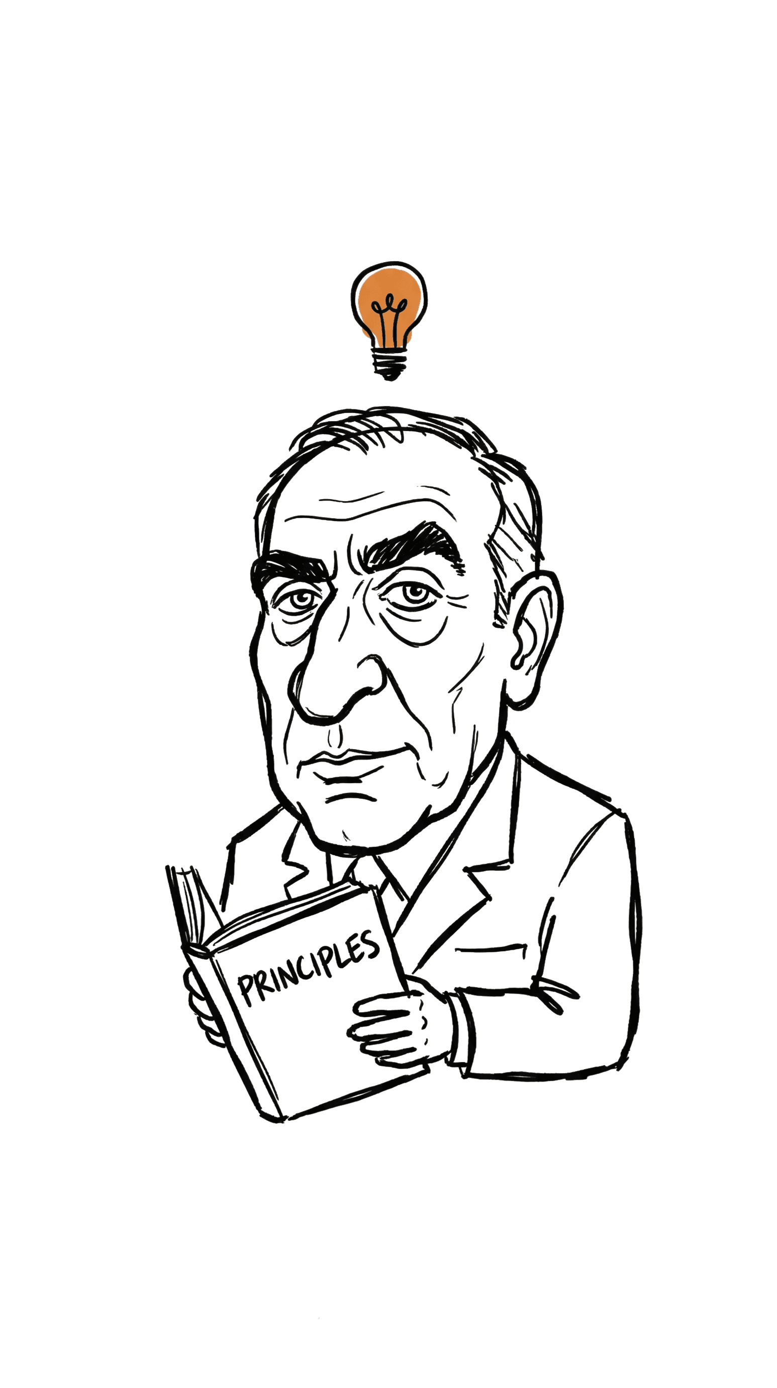 Editorial illustration evoking Ray Dalio's writing voice