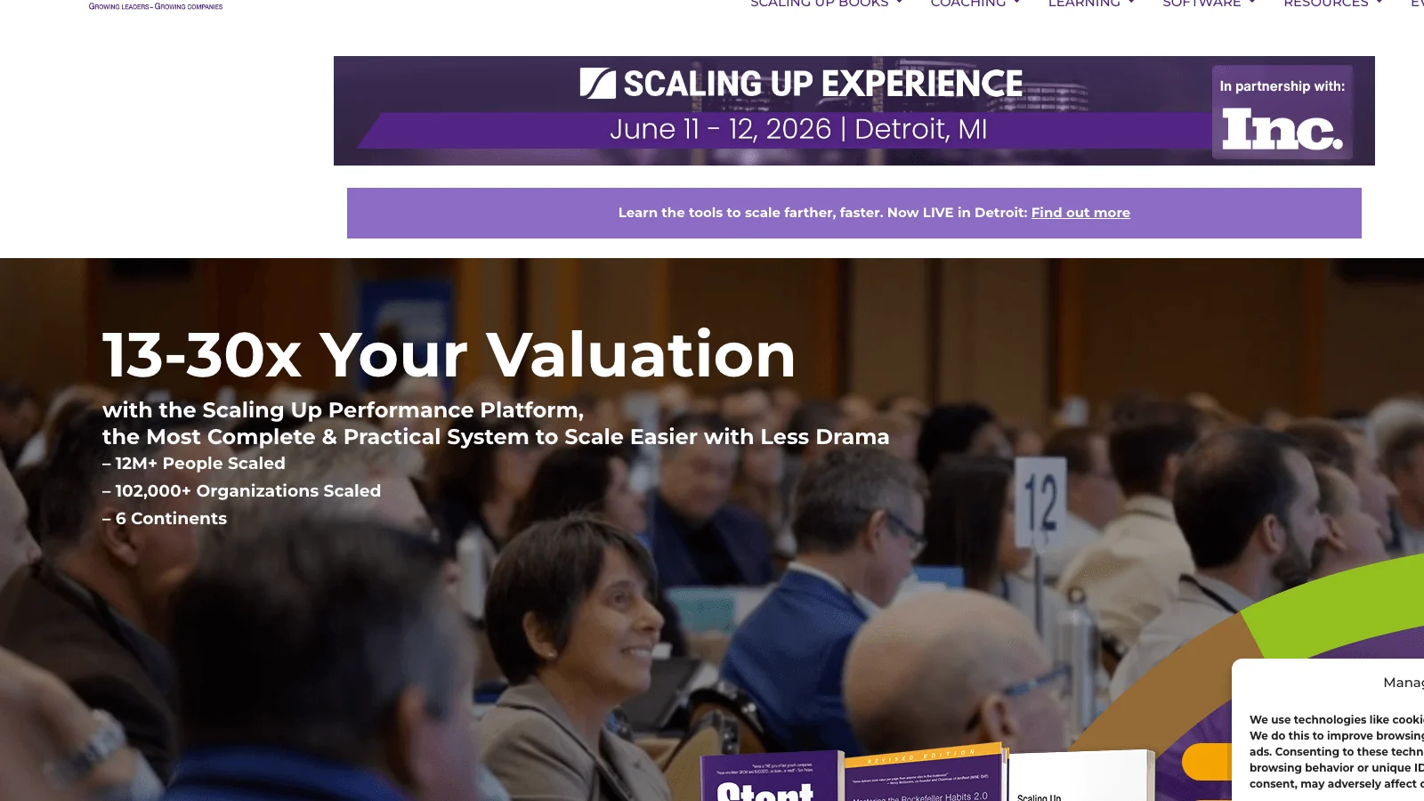 Scaling Up homepage by Verne Harnish