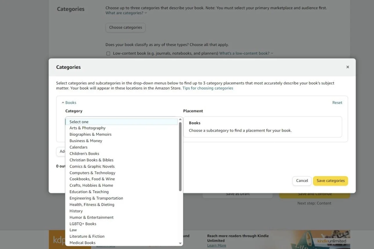 Illustration showing many book titles competing inside a single Amazon KDP category