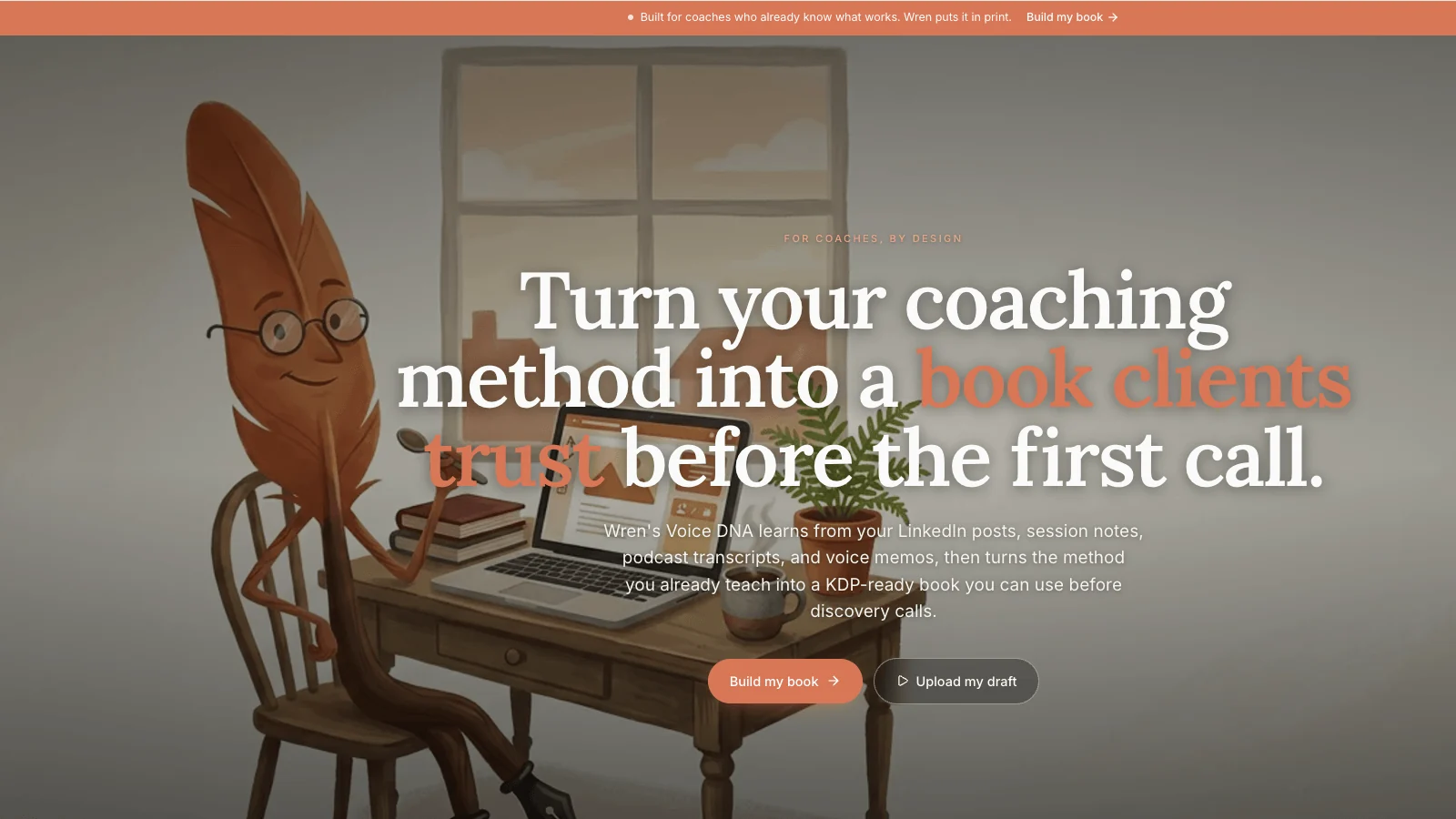 Built&Written coaches landing page positioning the tool for life, business, and executive coaches