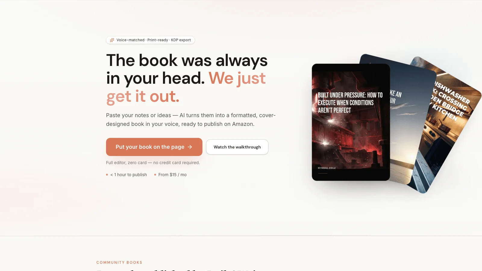 Built&Written homepage with Voice DNA messaging