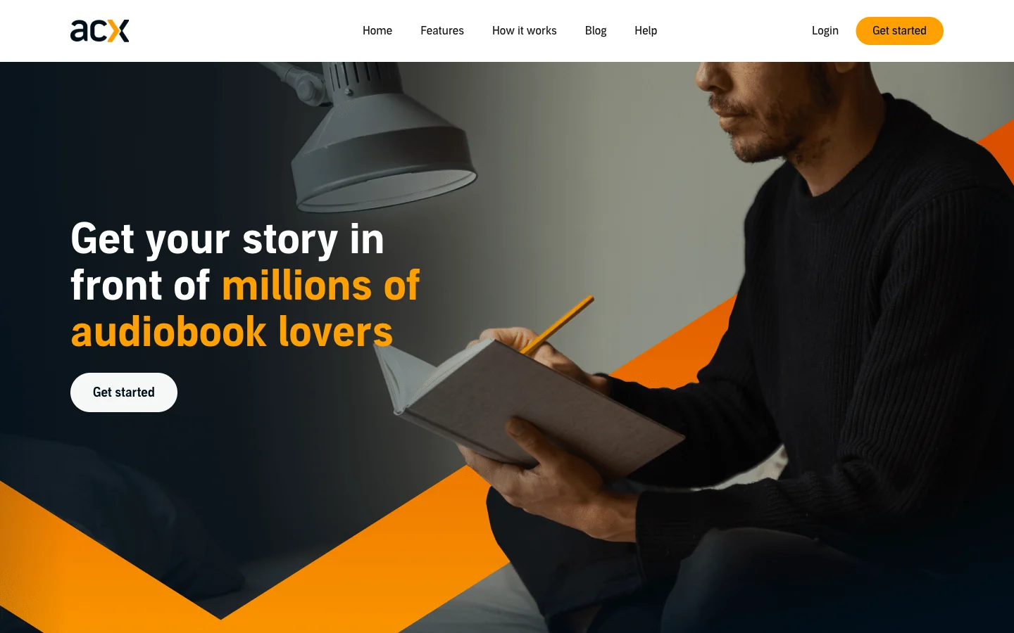 ACX homepage showing how authors turn books into audiobooks for Audible, Amazon, and Apple Books